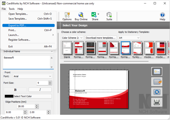 NCH CardWorks captura de tela 4 baixesoft