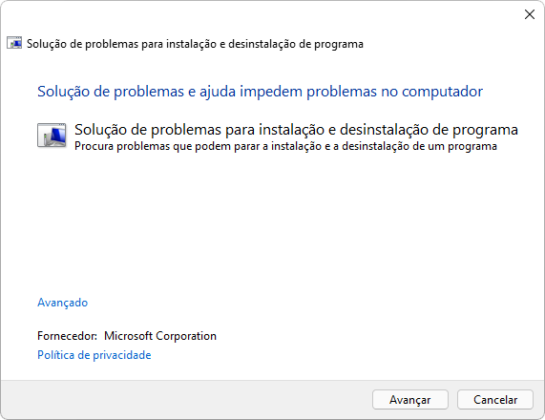 Microsoft Program Install and Uninstall captura de tela 1 baixesoft