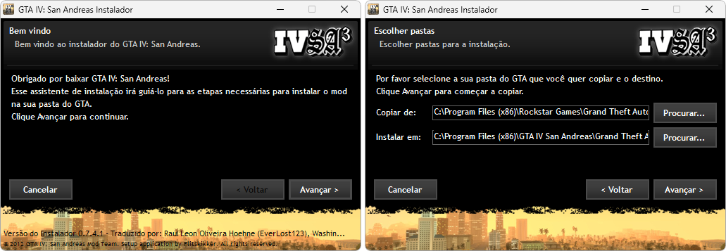 GTA IV San Andreas assistente de instalacao