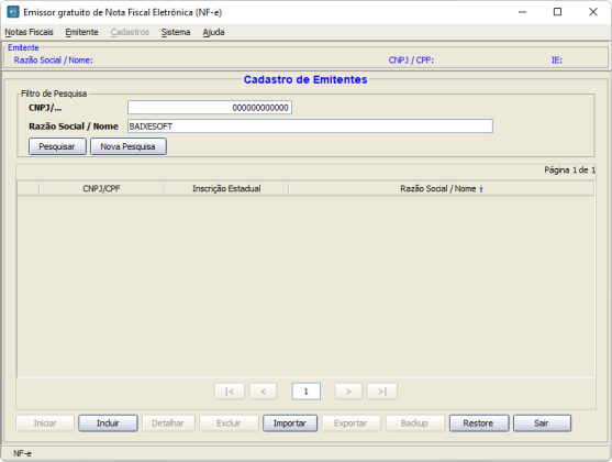 Emissor de NF e captura de tela 2 baixesoft