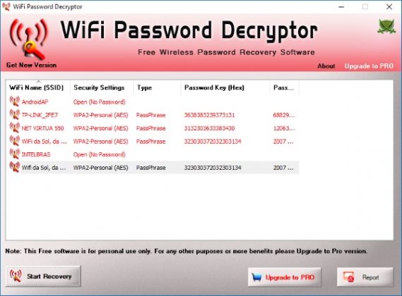 WiFi Password Decryptor screenshot baixesoft