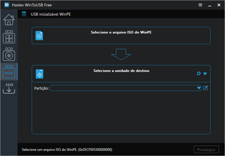Captura de tela do WinToUSB mostrando a opção para configurar WinPE.