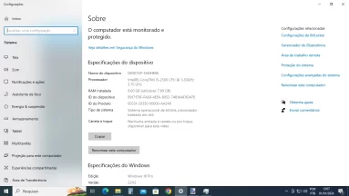 Captura de tela demonstrativa do Windows 10 mostrando a tela de 