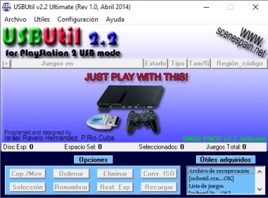 Tela principal de apresentação do USBUtil.