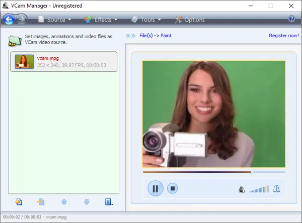 Captura de tela do Vcam: Virtual Camera