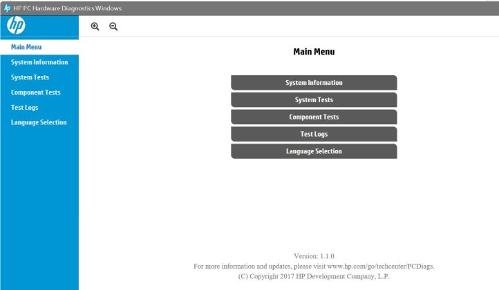 HP PC Hardware Diagnostics captura de tela 2