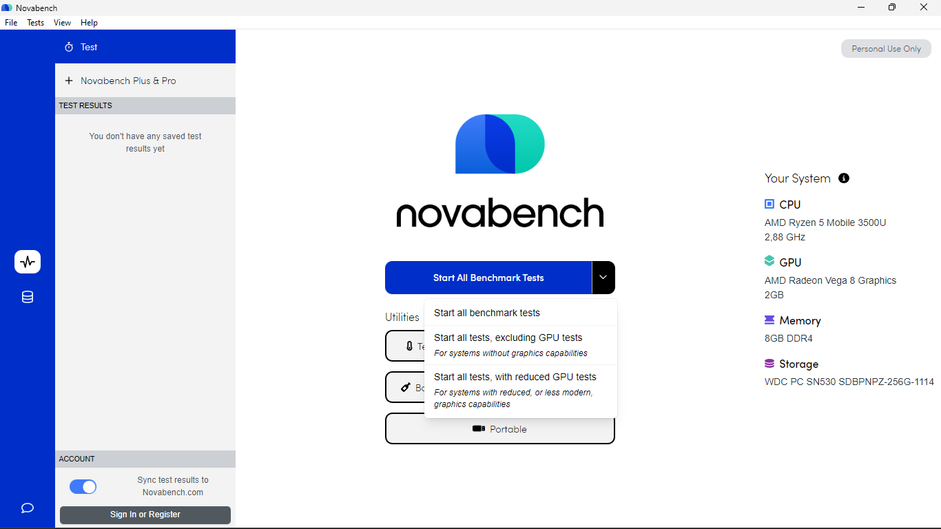 NovaBench captura de tela 4