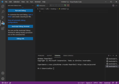 Captura de tela demonstrativa de uso do Visual Studio Code mostrando uma aba vazia aberta.