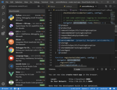 Captura de tela demonstrativa de uso do Visual Studio Code.
