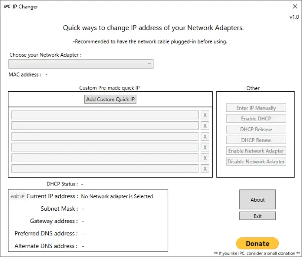 captura de tela do IP Changer