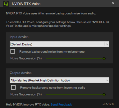 NVIDIA RTX Voice captura de tela