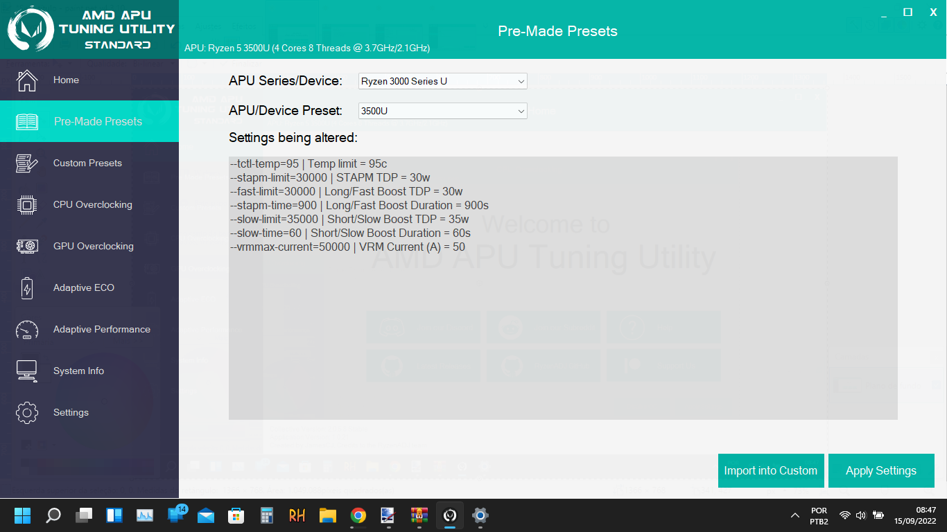 AMD APU Tuning Utility captura de tela 2