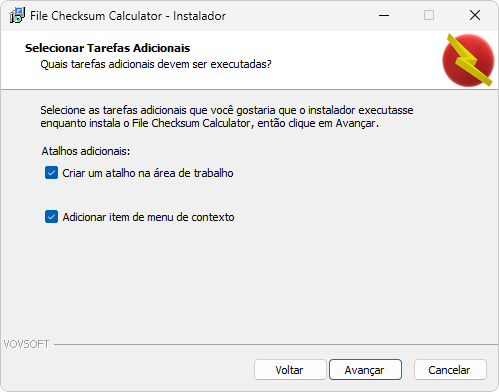 File Checksum Calculator captura de tela instalacao