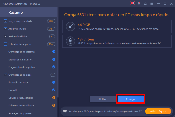 Corrigir advanced system care free