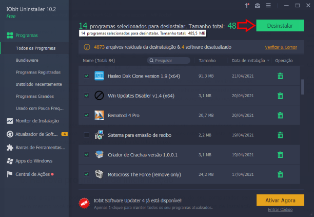 Iobit Unistaller captura de tela