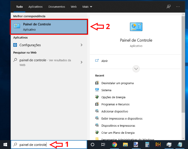 Painel de controle Windows