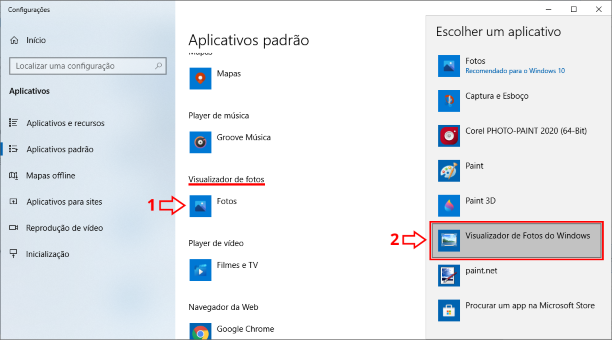 aplicativos padrão windows 10 imagem
