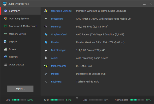 IObit SysInfo captura de tela 1 baixesoft