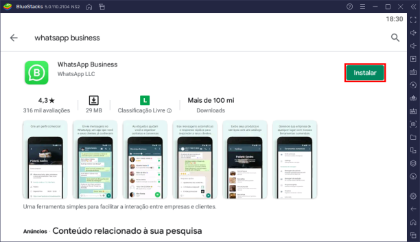 Whatsapp business captura de tela no bluestacks