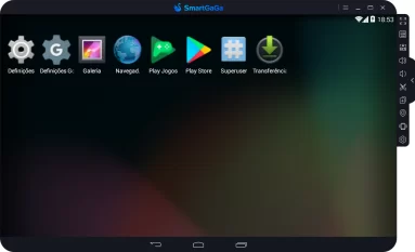 Tela do SmartGaGa mostrando o menu com aplicativos instalados.