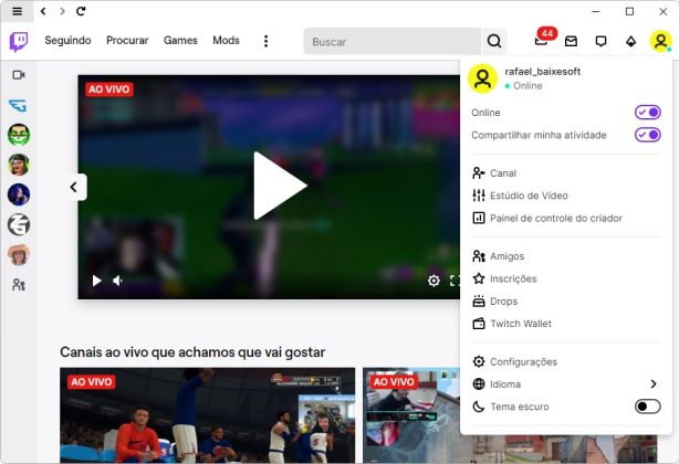 Twitch Desktop App captura de tela 4 baixesoft