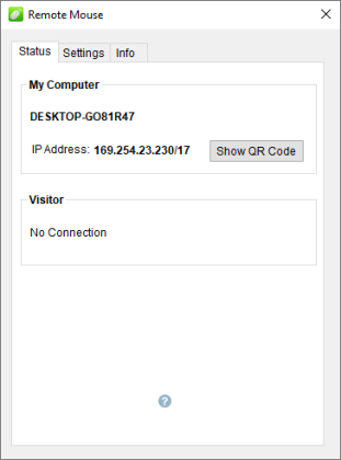 Captura de tela do remote mouse
