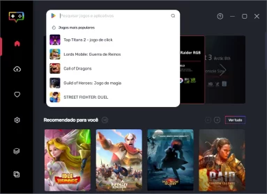 Captura de tela que mostra uma pesquisa na play store por meio do MSI App Player.