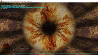 Captura de tela do FurMark realizando um teste extremo de GPU no sistema.