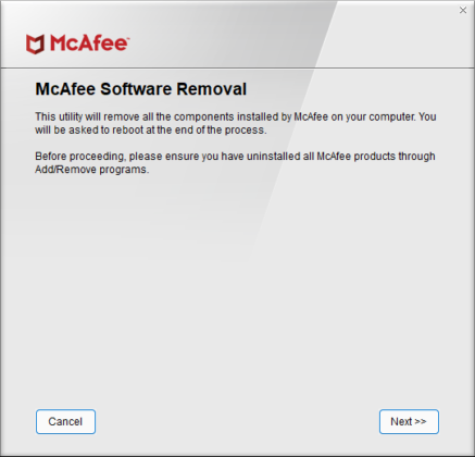 McAfee Removal Tool MCPR captura de tela 1 baixesoft
