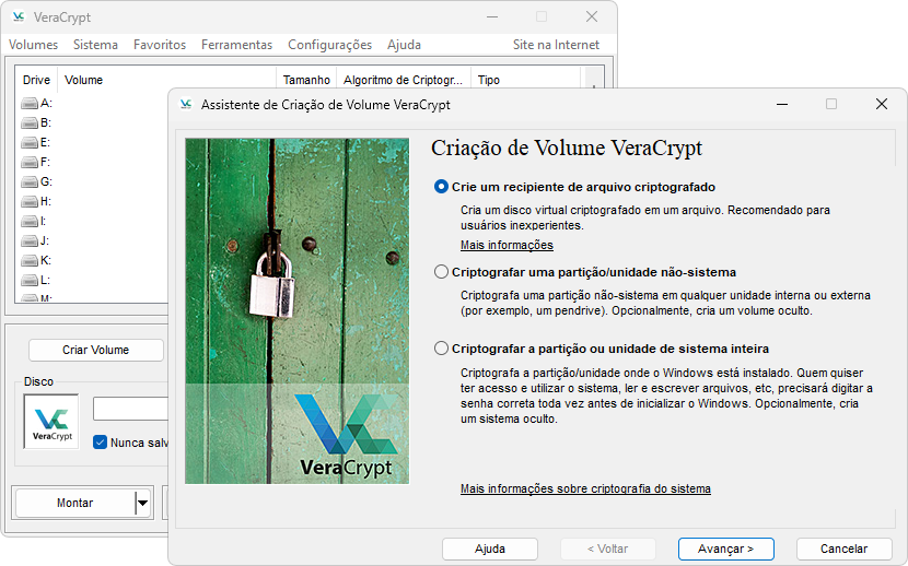 VeraCrypt captura de tela demo 02