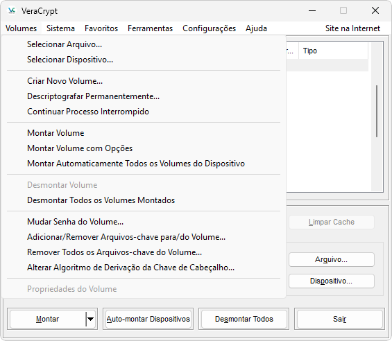 Veracrypt captura de tela demo 01