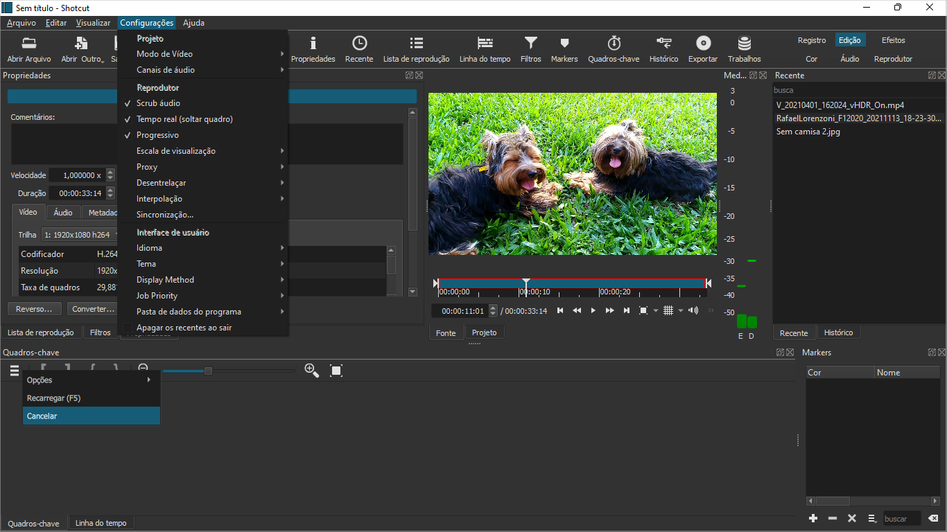 Shotcut captura de tela Pumba e Simba