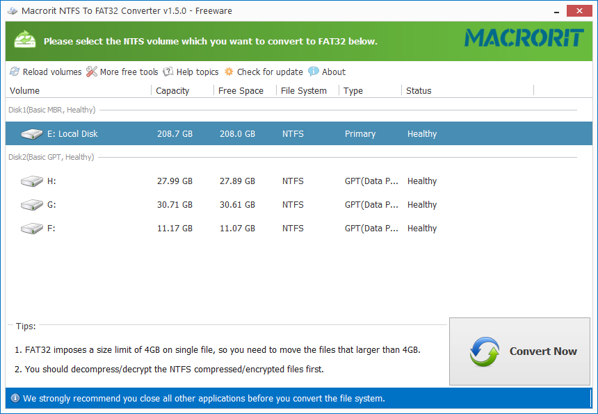 Macrorit NTFS to FAT32 Converter captura de tela 2