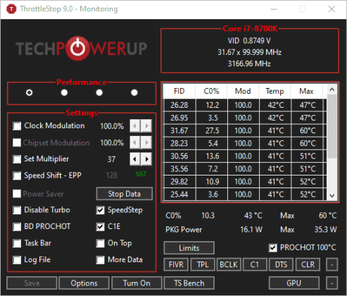 ThrottleStop captura de tela 1 baixesoft