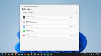Captura de tela exemplo mostrando aplicativos de Android instalados no WSA para Windows 11.