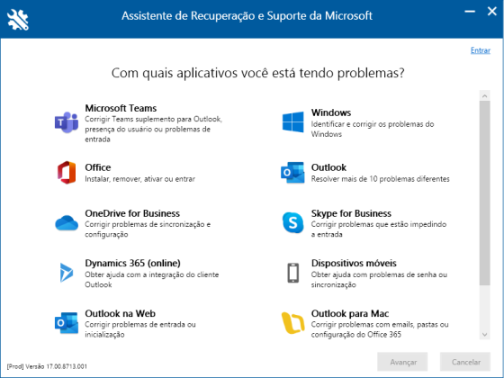 Assistente de Recuperacao e Suporte da Microsoft captura de tela 1 baixesoft