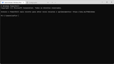 Captura de tela demonstrativa do Windows Terminal mostrando a sua tela inicial com a aba do PowerShell aberta.
