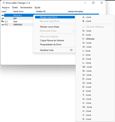 Drive Letter Changer captura de tela 3 baixesoft 1