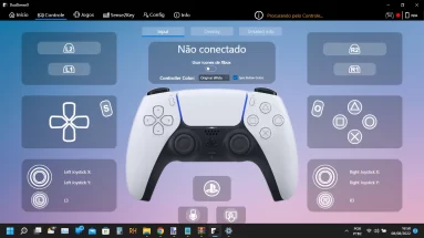 Captura de tela do DualSenseX mostrando seu menu 