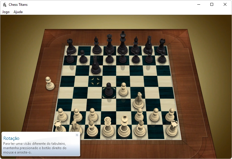 Jogando contra o Chess Titans do Windows no Nível Máximo com uma
