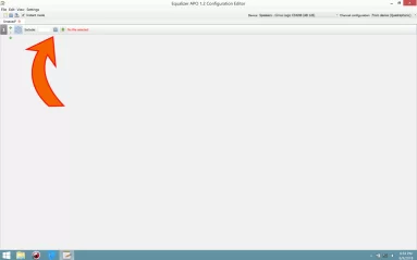 Captura de tela demonstrativa do Equalizer APO com destaque para seu botão de incluir um arquivo.