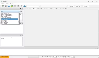 Captura de tela demonstrativa da tela inicial do DDT4All com o menu dos modelos de veículo aberto. Na listagem é possível ver alguns modelos como Duster, Logan, entre outros.