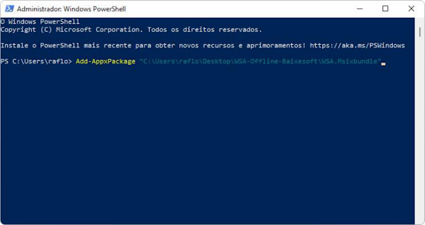 Como fazer a instalacao do WSA em modo offline captura de tela 3