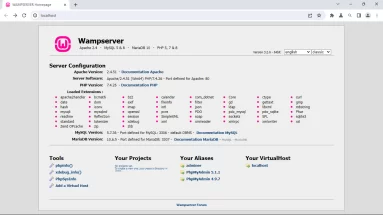Captura de tela exemplo do WampServer rodando no Chromium.