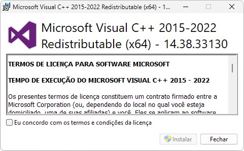 Pacote Redistribuivel do Microsoft Visual C captura de tela 1