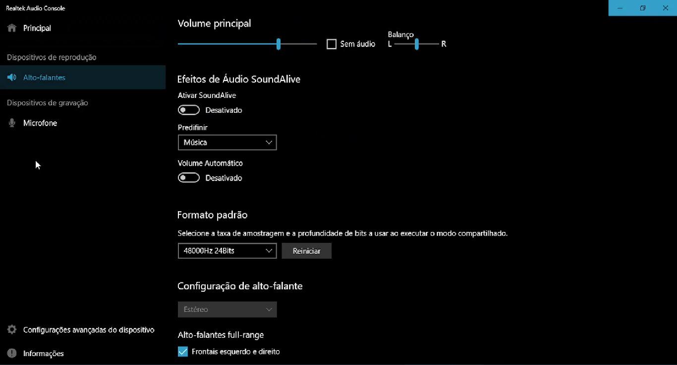 Realtek Audio Console captura de tela 2