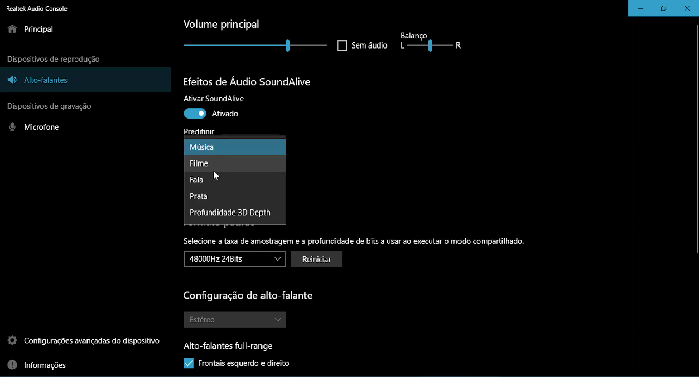 Realtek Audio Console captura de tela 3