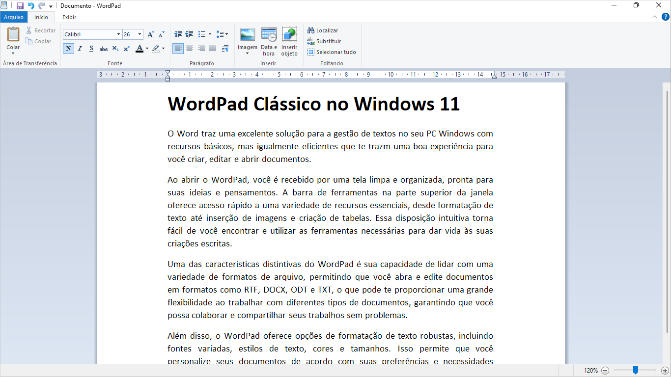 WordPad para Windows 11 captura de tela DEMO 1